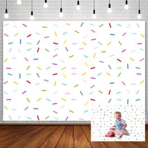 Sendy 7x5ft Donut Birthday Party Backdrop Grow Up Baby Sprinkle Decorations Happy First Newborn Shower Banner Bright Confetti Background Portrait Photo Shoot Studio Props