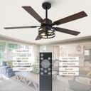 52" Farmhouse Ceiling Fan with Light and Remote, Outdoor Ceiling Fan Dual Finish 5 Blades 6-Speed Quiet and Reversible DC Motor, Ceiling Fans with Light for Bedroom Living Room and Patio