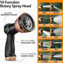 Garden Hose 100ft, 2026 Ultra Lightweight Water Hoses w/10 Function Spray Nozzle and 3/4" Brass Fittings- Durable, & Flexible Water Pipe for Yard, Lawn, Outdoor & Gardening(Black Rose gold)