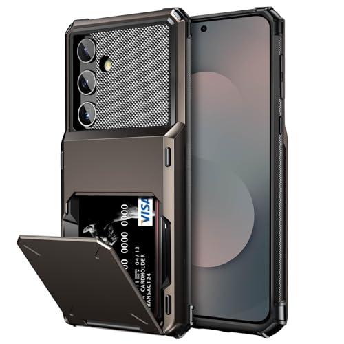 Vofolen for Samsung Galaxy S25 FE Case Wallet with Card Holder Dual Layer Heavy Duty Shockproof Hidden Flip 4-Card Slots Large Storage Protective S25FE Phone Cover for Men Women, Gun Metal