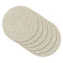 MeyJey 15" Braid Round Placemat Set of 6, Large Cotton Woven Non-Slip Placemat Set of 6 Heat Resistant Placemat 6 Piece, Beige