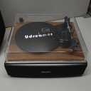Udreamer Vinyl Record Player with Bluetooth Input, All-in-One Turntable with Built-in Speakers, AT-3600L Cartridge, Belt Drive 33/45 RPM, Auto Stop, Adjustable Lighting