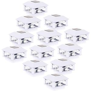 GreenLighting Modern Solar Post Cap Lights Fits 4x4 Wood, 5x5 PCV/Vinyl Outdoor Solar Powered Fence Light, Landscaping, Deck, Garden- Bright LED, Waterproof White 12 Pack 