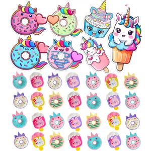 2 x Valentines Day Gifts for Kids, Valentines Unicorn Donut Erasers with Cards, Classroom Exchange Prizes & Party Favors, Ideal Valentine Gifts for Boys Girls, School Classroom Prize Exchange (Ice cream)