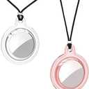 2 Pack AirTag Necklace Holder Silicone Case – Waterproof, Full Screen Protector, Adjustable, Removable Pendant, Compatible with Apple AirTag for Kids & Adults