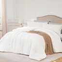 Queen Comforter Sets White,3PCS Soft Lightweight Breathable Bedding Comforter Sets for All Season, Queen Size(90''90'' Comforter & 2 Pillowcases)