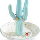 PUDDING CABIN Cactus Ring Holder, Birthday Gift for Women Her Mom Friend Female, Macaron Jewelry Dish with Dots Ins Room Decor Jewelry Dish for Rings Earrings Bracelets Necklace Organizer