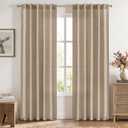 MIULEE Faux Linen Curtains Panels Semi Sheer Curtain with Back Tab Rod Pocket, Light Filtering Window Privacy Burlap Drapes for Living Room Bedroom Copper Brown 42" W x 84" L (Pack of 2)