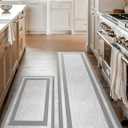 Anti-Fatigue Kitchen Mat Set  2-Piece Memory Foam Cushioned Mats for Standing  Fabric Grey, 1830 & 1860, 0.4 in Thick, Waterproof, Non-Slip  Homergy