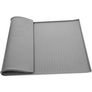 POPETPOP Large Pet Food Mat Silicone Dog Feeding Mats Leakproof Pet Placemat Dog Bowl Pad (Grey)