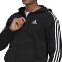 adidas mens Essentials Fleece 3-stripes Full-zip Hoodie Black Large