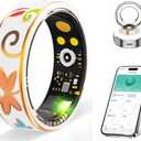 DSHKISK Smart Ring for Women & Men, Fitness Tracker with Heart Rate, SpO2, Blood Pressure & Sleep Monitoring, IP68 Waterproof, Long Battery Life, No Monthly Fees, for iPhone Android (10#&Floral)