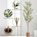6ft Artificial Olive Tree with LED Fairy Lights, Tall Faux Potted Plant with Woven Basket - Natural Wooden Trunk & Lifelike Leaves & Fruits for Indoor Home Office Foyer Decor Housewarming Gift