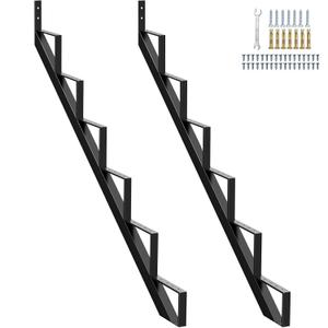 Galvanized Steel Stair Riser 6 Step, Metal Stair Stringers for Deck Height 49.6 inches, Steel Stair Step Riser for Outside Stairs2Pack