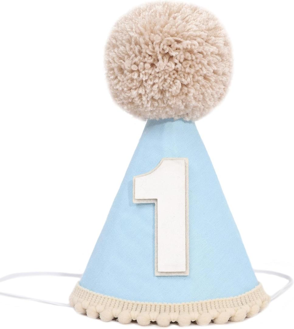 Boys 1st/First Birthday Cone Hat - One Year Old Boy Birthday Decorations.
