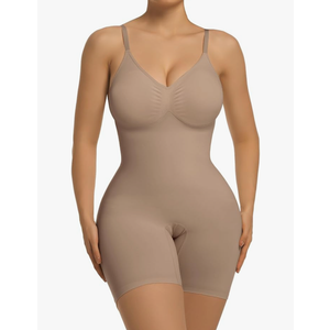 SHAPERX Women's Bra Free Bodysuits Tummy Control Shapewear Mid Thigh Body Shaper with Removable Pads 4XL