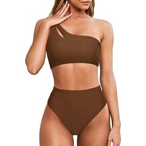 MOOSLOVER Women Cutout One Shoulder High Waisted Bikini High Cut Two Piece Swimsuits XL MOOSLOVER Women Cutout One Shoulder High Waisted Bikini High Cut Two Piece Swimsuits XL