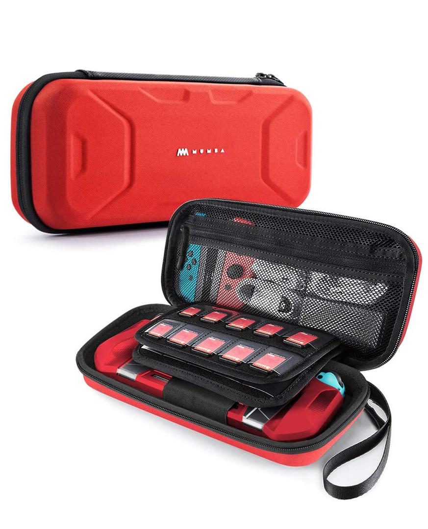 Mumba Carrying Case for Nintendo Switch OLED & Nintendo Switch 2017, [Plus Version] Portable Protective Travel Carry handbag Pouch for Blade/Battle Case [Large Capacity] (Red)
