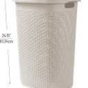Mind Reader Slim Laundry Hamper with Lid, 60L Tall Clothes Basket, Narrow Tapered Design for Bathrooms, Closets and Laundry Rooms, Plastic, Ivory