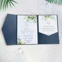 Navy Blue Wedding Invitation Card Pocket Envelopes Sturdy Shimmer Invite Cover Folder 20 sets (navy blue)