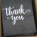 DjinnGlory 50 Pack Medium Sized Black Thank You Paper Bags with Handles 10x8x4 Inches and White Tissue Paper for Small Busines Wedding Baby Shower Graduation Party Favors Treats Goodies