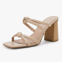 LAICIGO Women's Square Open Toe Heeled Sandals Block Heels Strappy Braided Backless Shoe, size 9