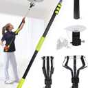 Light Bulb Changer Pole Kit 3 FT to 12 FT Telescoping Extension Pole with 2 Baskets and Suction Cup for High Ceilings and Recessed Lights Lightbulb Removal Changing