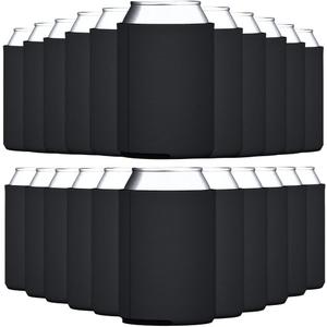 TahoeBay Blank Beer Can Cooler Sleeves (50-Pack) Bulk Sublimation Blanks for Vinyl Plain Collapsible Foam Can Sleeves Coolers Soda Cans and Bottles Custom Drink Assorted Solid Color (Black)