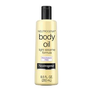 Neutrogena Body Oil, Light Sesame Formula, Fragrance Free, Lightweight Moisturizing Body Oil for Silky, Soft Skin, Non-Greasy Hydration, 8.5 fl oz Bottle, 1 Count
