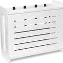 Wooden WiFi Router Storage Box - Standard Wall Mountable Decorative Modem Shelf Hider Cover with Cable Management System - Rustic Home Organization Solution for Most Routers Up To 11" Tall - White