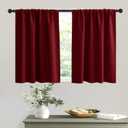 RYB HOME Blackout Curtains for Half Window Kitchen, Thermal Insulated Curtain Panels for Bedroom/Living Room, 42 x 36 inches Each Panel, Burgundy Red, 2 Panels