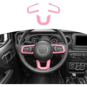 RT-TCZ for Jeep JL Steering Wheel Trim Decal Panel Pink for Jeep Wrangler JL JLU 2018 up for Gladiator JT 2020 up Pink Interior Accessories 3pcs