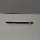 10 Pack 5 Inch Cabinet Pulls knurled Matte Black and Champagne Bronze Kitchen Cabinet Handles Aluminum and Zinc Alloy Drawer Pulls Solid Cabinet Hardware (5'' Hole Center(128mm))