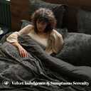 PHF Crushed Velvet Comforter Set King Size, 5-Piece Luxury Winter Bedding Sets with 2 Euro Shams, Heavyweight Warm Fluffy Velvet Bed Spread, Glam Home Decor, Grey