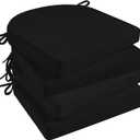 Basic Beyond Chair Cushions for Dining Chairs with Ties and Removable Cover, 2" Thick Seat Cushions for Kitchen Chairs, Set of 4, 17" x 16", Black