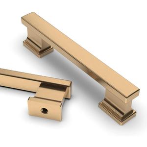 Asidrama 10 Pack 3.75 Inch(96mm) Champagne Bronze Kitchen Cabinet Handles, Brushed Brass Cabinet Pulls Gold Kitchen Cabinet Hardware for Cupboard Drawer Pulls