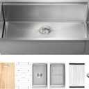 3018 Inch Undermount Kitchen Sink, Stainless Steel Single Bowl Workstation Sink with Bottom Grid and Strainer for Home (Sliver)