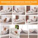 Ruqmuis 3PCS Wedge Pillow Set for After Surgery, Adjustable Back Pillow for Bed Sitting up, Acid Reflux, Bed Wedge Pillow Headboard for Sleeping & Snoring, Orthopedic Pillow for Post Surgery, White