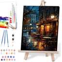 Paint by Numbers for Adults with Framed Canvas,Paint by Numbers Kits with Wooden Easel Drawing Paintwork ,DIY Acrylic Oil Painting Kits with Brushes Nice Gift Box for Home Wall Decor(12x16 Inch)