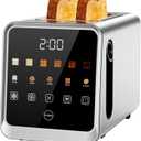 Toaster 2 Slice with Smart Digital Touchscreen & 1-Touch Memory | Stainless Steel 1.5" Extra-Wide Slots for Bagels & Artisan Bread | 900W for Fast, Even Toasting | Defrost, Reheat, Single-Slice Mode