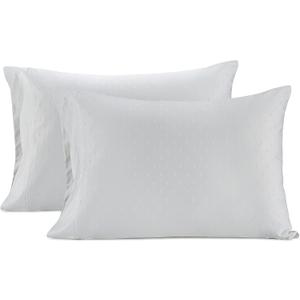 LANE LINEN Pillow Case Covers King, Set of 2, 100% Egyptian Cotton Sateen, Soft Cool & Smooth 1000 Thread Count Pillow Cases - Swiss Dot - White