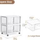 Extra Large Storage Drawer Cart, Storage Boxes 2 Tier-2 Drawer
With 1 Set Wheels, Stackable and Detachable Storage Unit, Home Kitchen Organizer for Art Craft Supplies Bedroom Bathroom