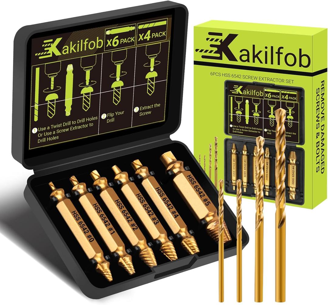 Damaged Screw Extractor Set, 10Pcs Easy Out Bolt Extractor Set, Drill Bit Stripped Screw Remover Tools for Damaged, Broken, Rusted, Small Screws, Bolts, Nuts