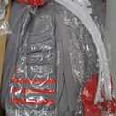 Halloween Clown Costume for Women Tutu Skirt Ruffle Collar Stripes Thin Tube Socks Faux Rabbit Fur Balls Red Latex Balloons (Medium, Grey)