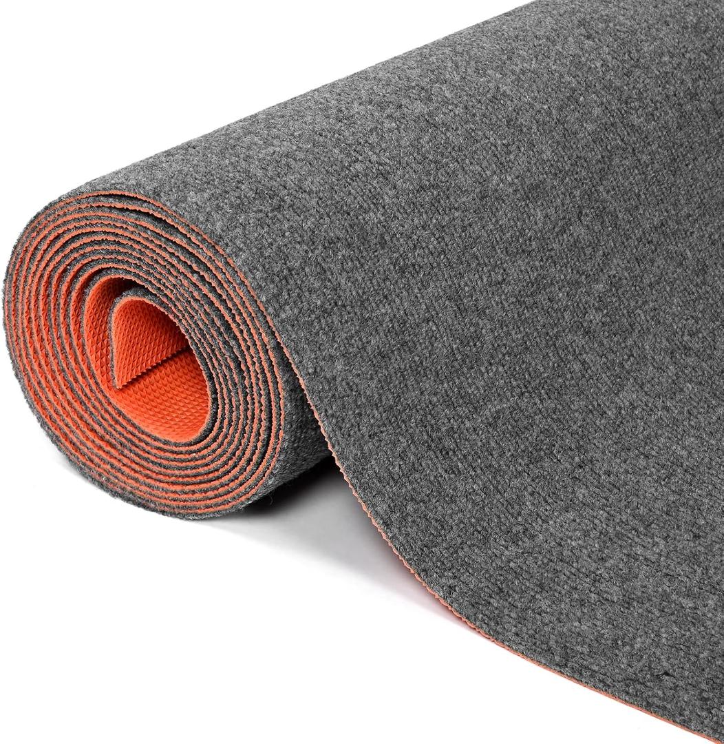 4ft x 16.4ft Commercial Hallways Runner Rug Carpet Runners with Non-Slip TPE Backing Area Rugs for Indoor Outdoor Laundry Room Balcony Kitchen Deck Garage Stair (3'11" x 16'5" (Rectangular), Grey)