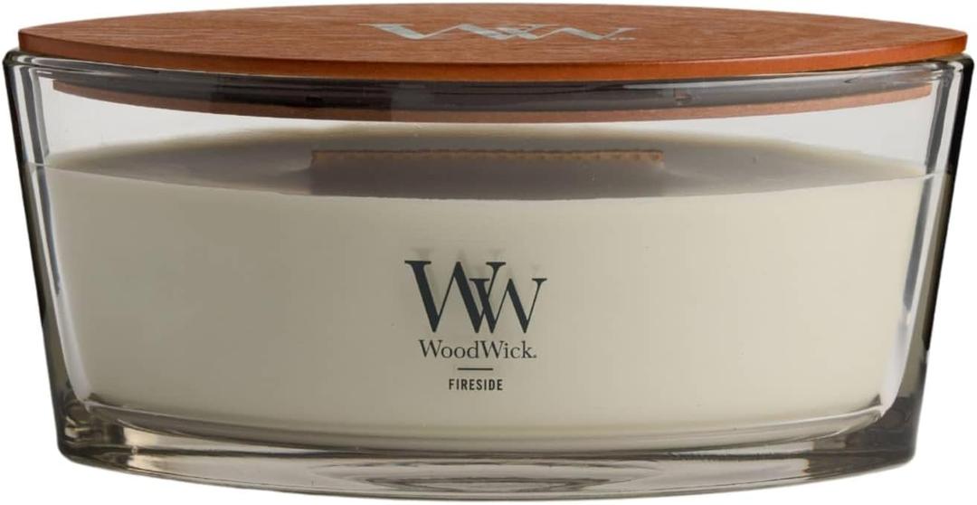 WoodWick Fireside Holiday Candle Gifts for Women and Men, 16 oz Ellipse Candle with Crackling Wick