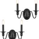Farmhouse Wall Sconce 2 Pack, Black Wall Sconces Set of Two, Industrial Candle Sconces Wall Lighting, Classic Wall Light Fixtures Indoor for Bedroom Stairs Hallway Living Room Entryway
