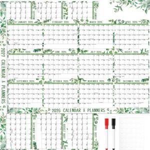 2026 2027 Yearly Wall Calendar Dry Erase Calendar for Wall 32" x 48" Large Erasable Monthly Wall Calendar Wet & Dry Erase Yearly Planner, Jan. 2026 - Dec. 2027 Double-Sided, Green