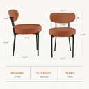 DUMOS Dining Chairs Set of 4, Mid Century Modern Chair Round Upholstered Curved Backrest, Kitchen Vanity Living Room Chairs with Black Metal Legs, Orange