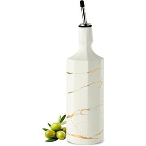 Ceramic Olive Oil Dispenser Bottle, White Oil Dispenser Bottle for Kitchen, Large Capacity 26oz Oil and Vinegar Bottles Dispenser